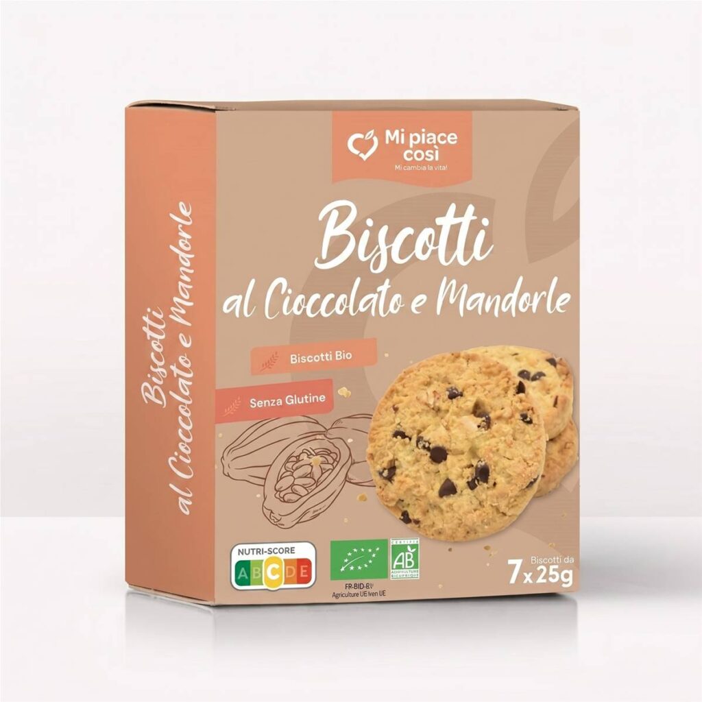 COOKIES BIO CIOCCOLATO E MANDORLE, SENZA GLUTINE